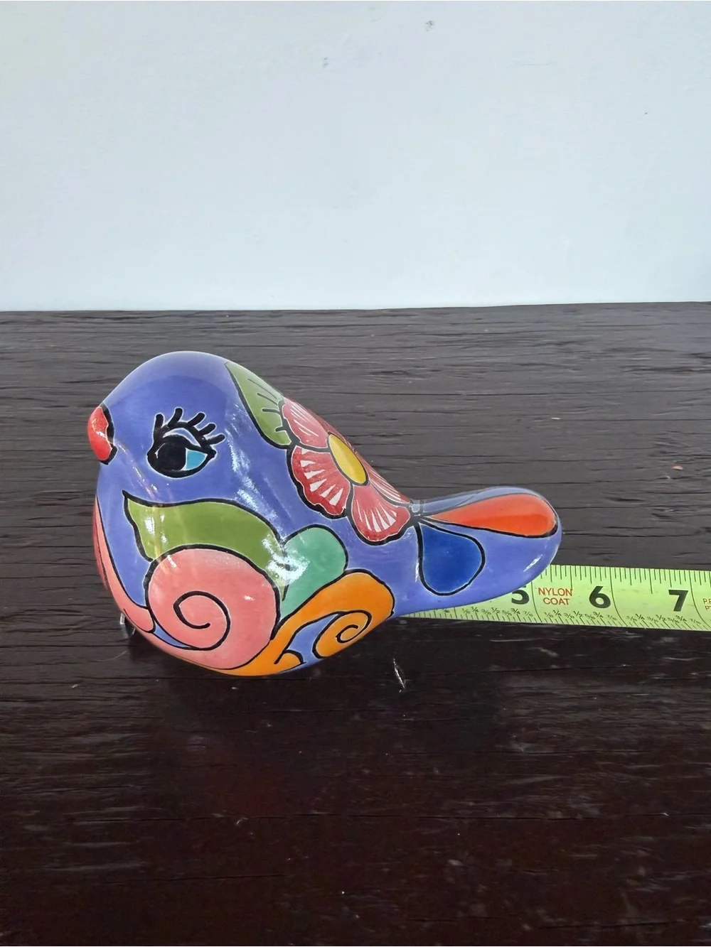 Colorful Talavera Bird Figurine Decor - Blue Multicolor
